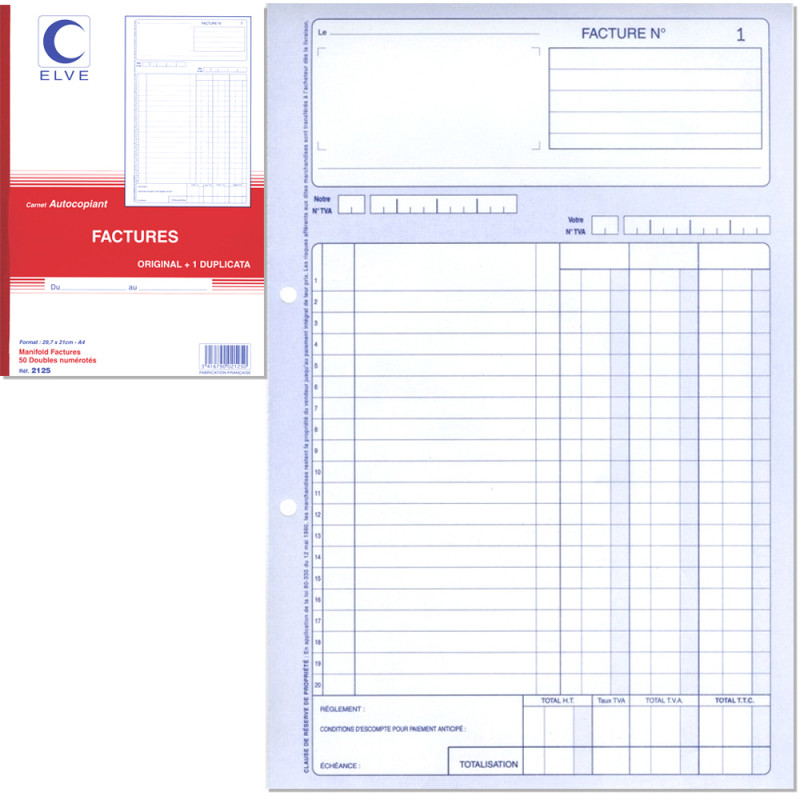 CARNET DE FACTURATION A4